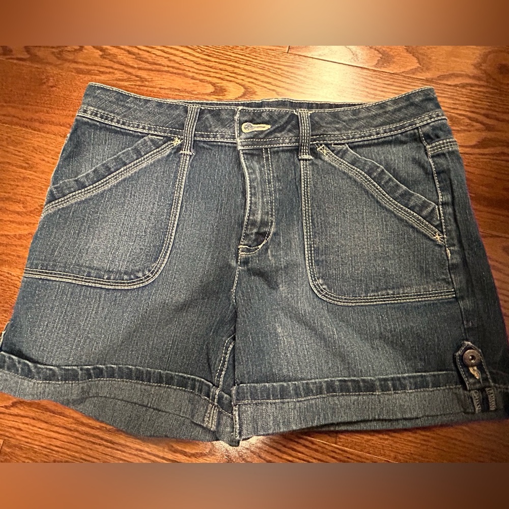 French Cuff Blue Jean Cotton Mix Shorts Sz 10